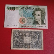 Vecchie Banconote Italiane Regno E Repubblica 5000 Lire + 10 Lire   Lotto B 97
