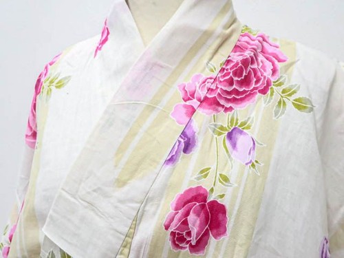 Kimono giapponese yukata crema - yukata,