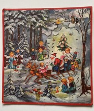 mag 219 babbo natale slitta bambini glitter vintage