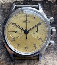 Raro cronografo Angelus impermeabile SS 250 anni 40 revisionato