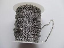 1mt di CATENA in acciaio inox 4x3mm  colore argento scuro bijoux