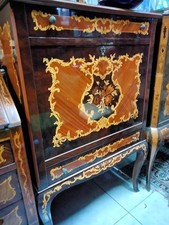 Mobile bar ribalta secretaire intarsiato legno  vetri specchi anni 70