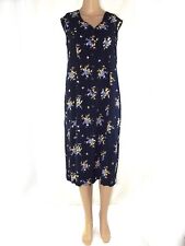 Abito Camicia Ginocchio Donna Blu Floreale Taglia L Large Sartoriale Vintage