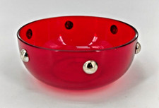 Vaso ciotola vetro Muranorote design Cleto Munari semisfere in vetro argento vintage