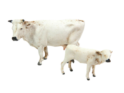 Mucca bianca con vitellino - bianca,