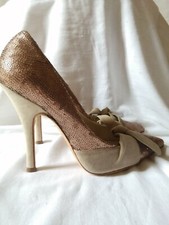 Decollete LORENZO RIVA. Alta Moda. N. 40. Paillettes bronzo