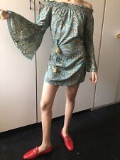 vestito marca Edò turchese a fantasia etnica