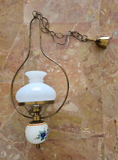 Vintage Lampadario in Vetro e Ceramica e Metallo Dorato Anni 50-60