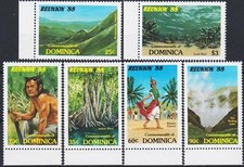 Dominica 1988 Turismo Danza Palme Lago Bollente Barriera Corallina Paesaggi 6v MNH