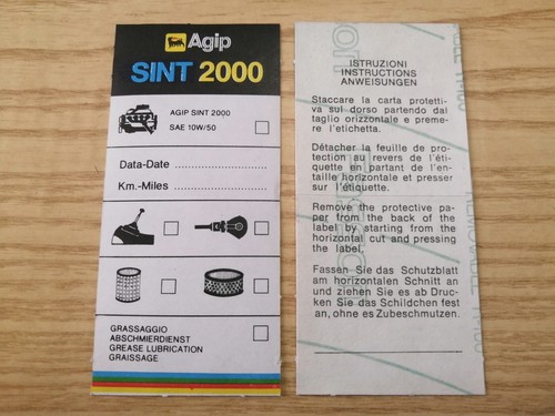 Agip sint 2000 - agip, etichetta