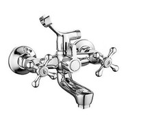 Miscelatore Vasca Doccia Cromo Doppio Comando Rubinetto Bagno Classico Retrò