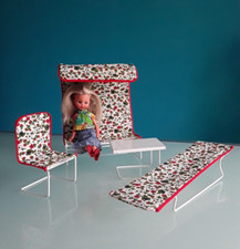 "FURGA" mobili da giardino per bambola "Lisa Jean", vintage 4 pezzi.