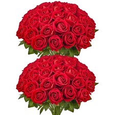 VEVOR 60 Pezzi Rose Bianche Fiori Artificiali Realistico Decorazioni Rosso