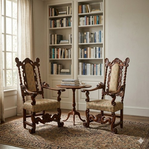 Poltrone barocche antiche noce - poltrone,