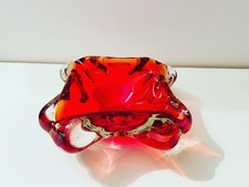 🔵 portacenere guscio in vetro di Murano sommerso anni 70 rosso ciliegia