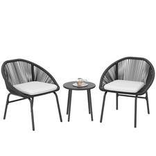 Outsunny Set da Giardino con 2 Sedie e Tavolino in Acciaio e Rattan PE Nero