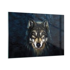 Quadro su Vetro 100x70cm Lupo Oscurità Grafica Stampe Immagini Moderni Murale