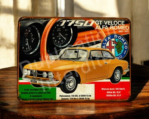 Plaque métal alfa romeo 1750 - plaque,