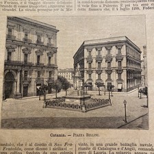 [stampa] 1891 CATANIA Piazza Bellini incisione su rame 11x13 cm ca OTTIMA