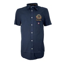 AERONAUTICA MILITARE Camicia Uomo Manica Corta Ricamo Sul Petto CA1285 Blu
