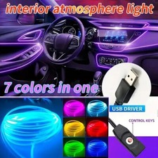 STRISCIA INTERNI AUTO 4M LED RGB LUCI NEON ATMOSFERA AMBIENTE FIBRA OTTICA USB 