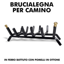 Brucialegna Rettangolare PESANTE bracere camino caminetto ferro battuto 6 barre