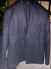 Giacca uomo brand Laboratori Italiani doppiopetto, taglia 48, blu quadrettato