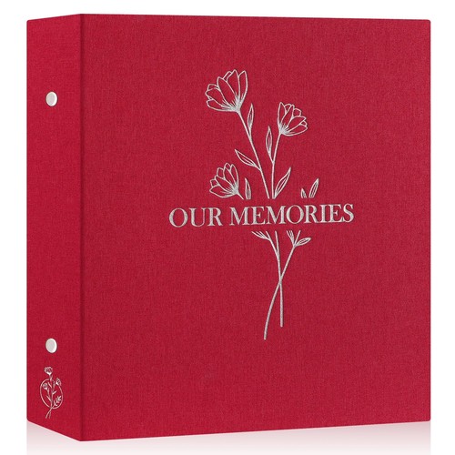 Red linen photo album - red, 10x15