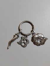 Portachiavi Portafortuna Quadrifoglio Corno Argento