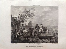 IL MANISCALCO ferra i cavalli Incisione XIX sec. PHILIPS WOUVERMANS olandese  