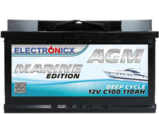 Batteria AGM 110AH Electronicx Marine Edition barca nave batteria alimentazione 12
