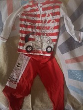 Pigiama Bambina TG 3 Rosso Bianco Cotone