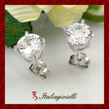 Orecchini Punto Luce Donna Uomo Argento 925 Rodiato Oro Bianco e Zirconi 3,05 ct