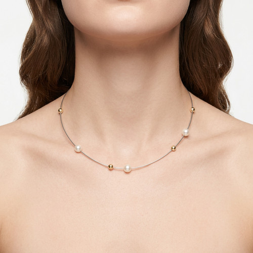 Girocollo con perle oro - con, in