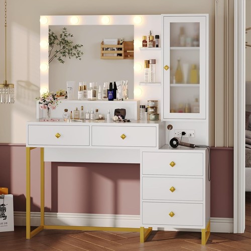 Scrivania vanity con specchio - con,