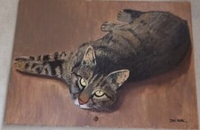 * HUILE SUR PANNEAU * CHAT