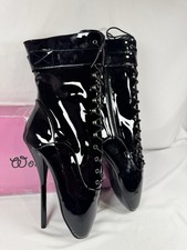 Stivaletti da ballo Wonder tacco 7" tacco a stiletto sexy fetish neri lucchetto taglia 13