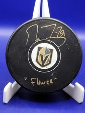 Marc Andre Fleury firmato a mano Vegas Golden Knights Hockey Puck scritta fiore