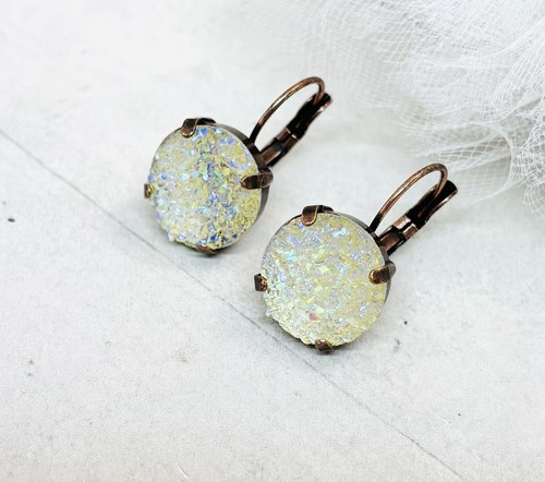 Orecchini catena coppa - , druzy
