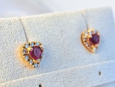 Orecchini Cuore Oro 18 KT con Rubini e Diamanti Naturali – Gioielli di Lusso