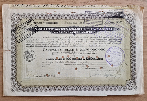 Certificato azionario società - azionario,
