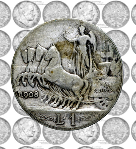 Italia lira 1908 quadriga - 1908,