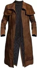Trench lungo uomo ecopelle | Cappotto fallout spolverino marrone lunghezza intera