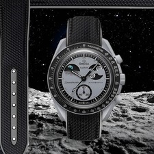 MISSION TO MOON - Cinturino orologio nero testurizzato per OMEGA x SWATCH MOONSWATCH