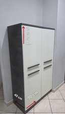 Dispensa Cucina  con 4 Ripiani 4 Porte 90x40x155cm Bianco E Grigio Scuro .      