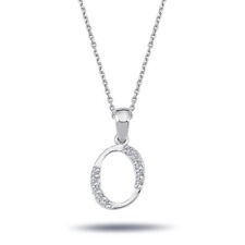 Buchstaben Halskette mit Diamanten - O in 14 Karat Weißgold