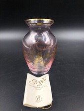 Vaso vasetto soprammobile vetro colorato Griffe Montenapoleone Milano incisione 