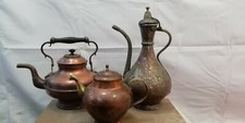 Teiere in rame antiche lotto 3 pezzi