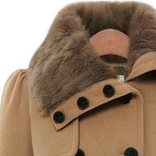 Cappotto lungo invernale elegante donna pelliccia colletto pavone trench outwear Jaet