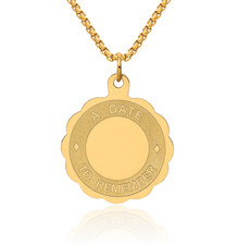 14K Solid Yellow Gold Remember Date Necklace